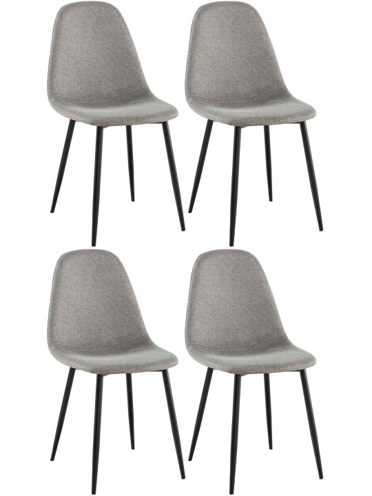 Lot de 4 chaises de salle à manger tissu Napier, gris clair Lot de 4 chaises de salle à manger tissu Napier, gris clair
