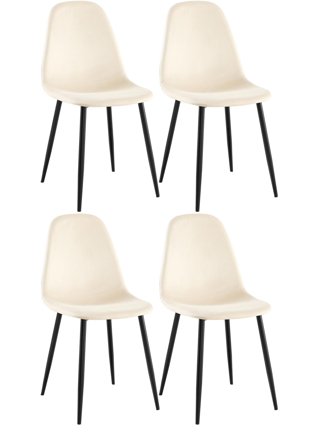 Lot de 4 chaises de salle à manger velours Napier, crème