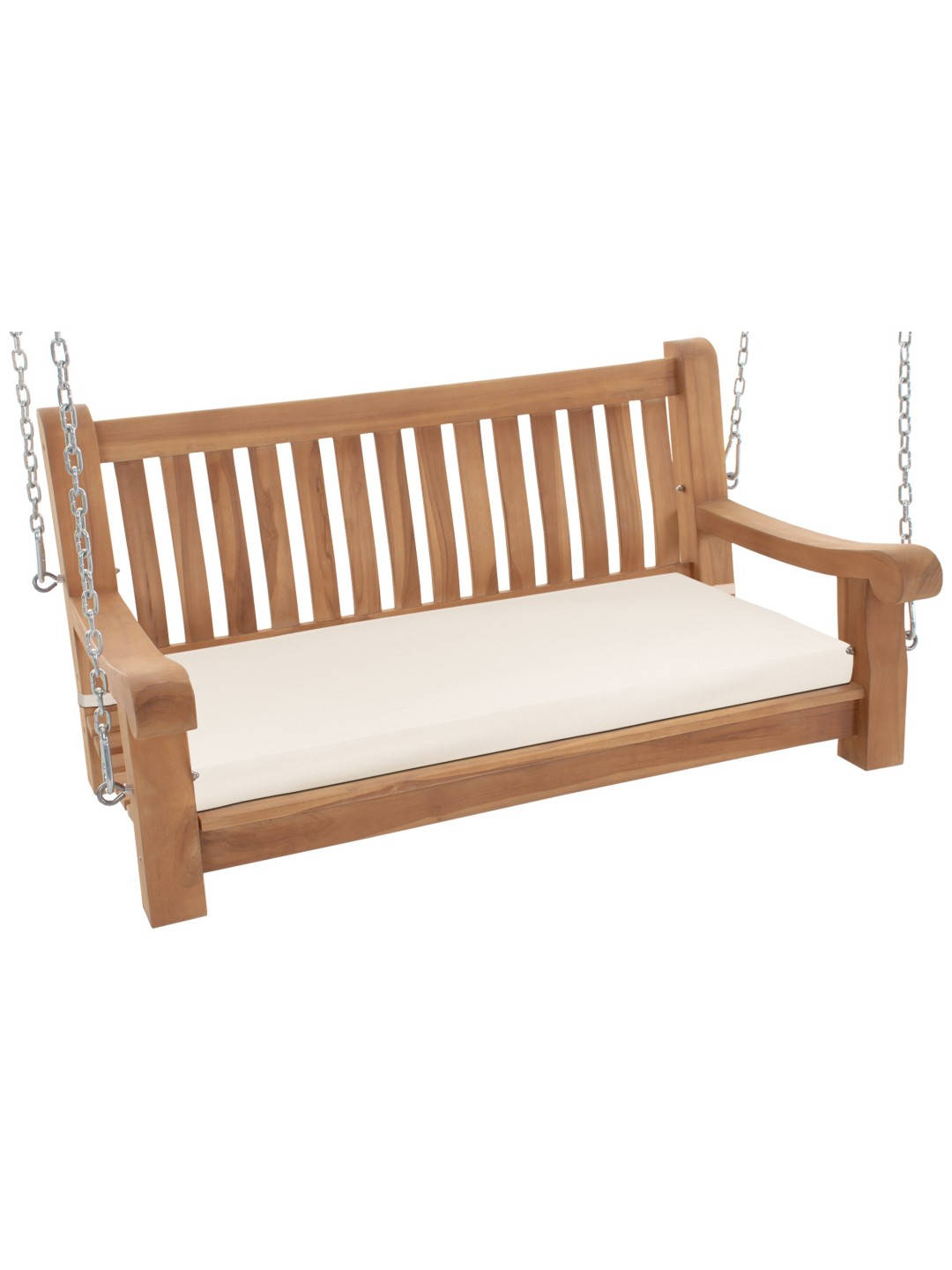 Banc à bascule Joyce avec coussin d'assise 120 cm + teck, crème