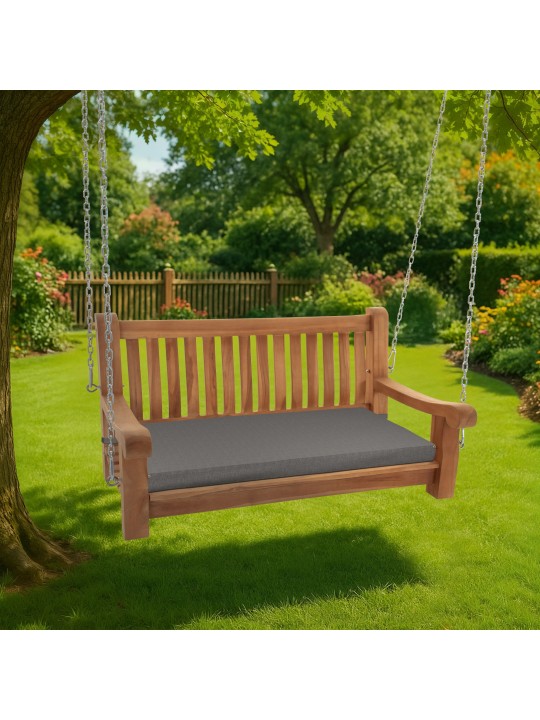 Banc à bascule Joyce avec coussin d'assise 120 cm + teck, gris foncé