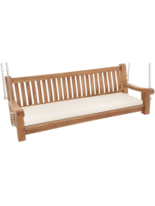 Banc à bascule Joyce avec coussin d'assise 180 cm + teck, crème