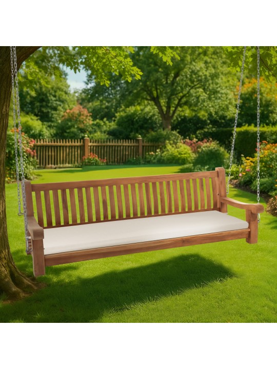 Banc à bascule Joyce avec coussin d'assise 200 cm + teck, crème