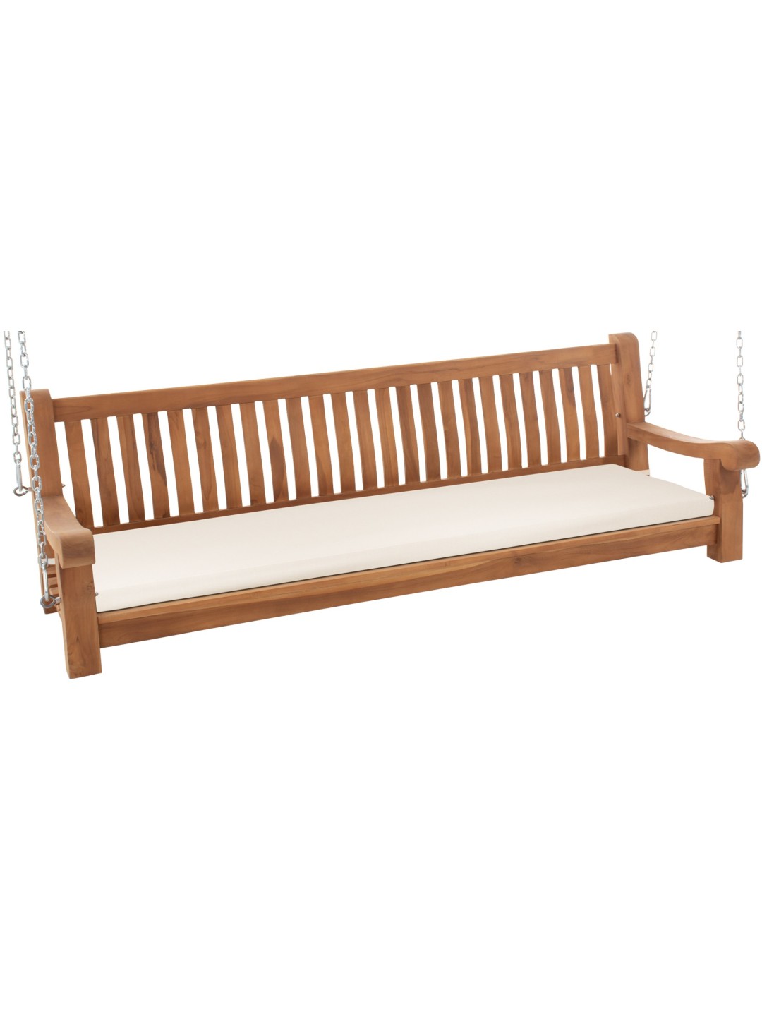 Banc à bascule Joyce avec coussin d'assise 200 cm + teck, crème