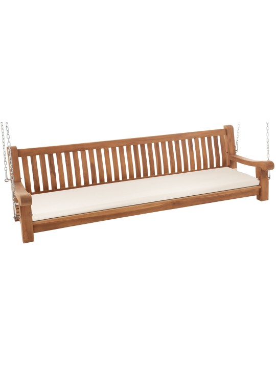 Banc à bascule Joyce avec coussin d'assise 220 cm + teck, crème