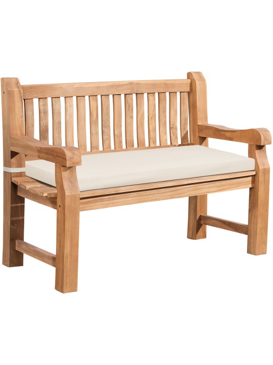 Banc en teck Jackson avec coussin d'assise 120 cm + teck, crème