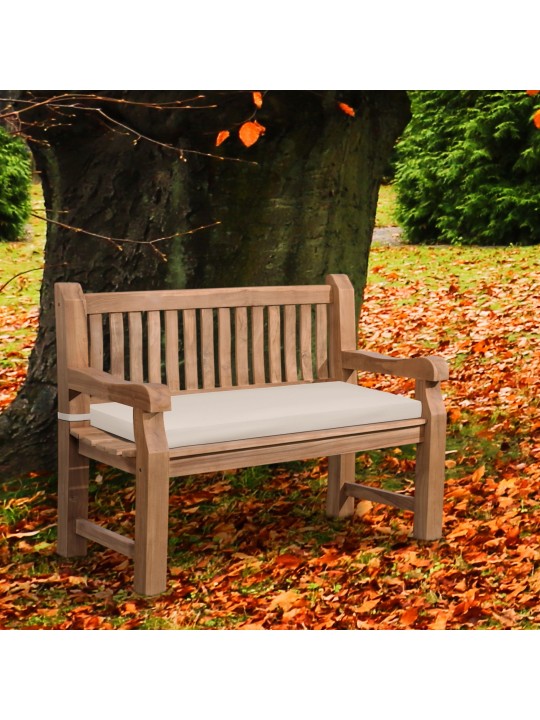 Banc en teck Jackson avec coussin d'assise 120 cm + teck, crème