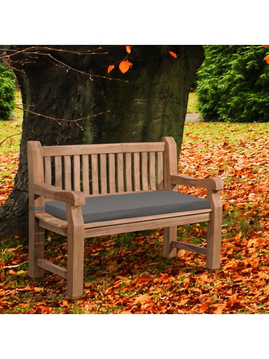 Banc en teck Jackson avec coussin d'assise 120 cm + teck, gris foncé Banc en teck Jackson avec coussin d'assise 120 cm + teck, gris foncé