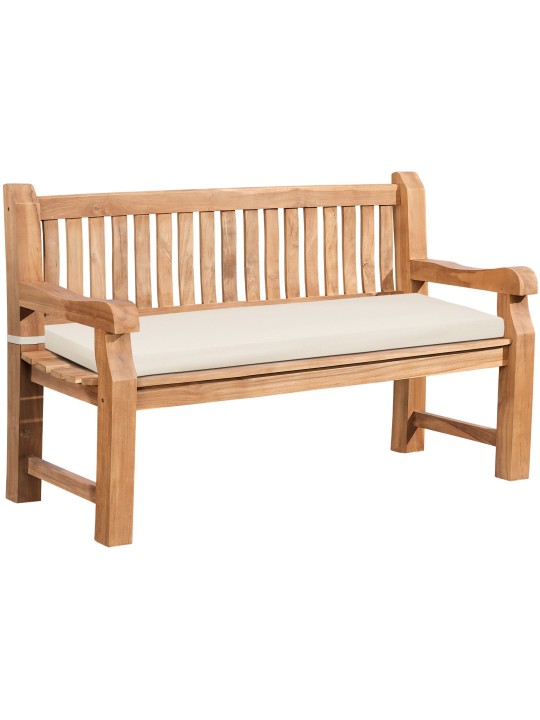 Banc en teck Jackson avec coussin d'assise 150 cm + teck, crème