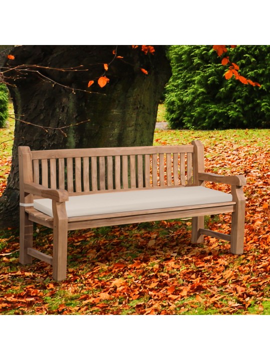 Banc en teck Jackson avec coussin d'assise 180 cm + teck, crème Banc en teck Jackson avec coussin d'assise 180 cm + teck, crème