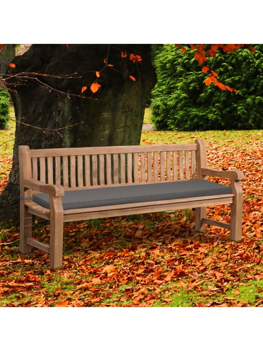 Banc en teck Jackson avec coussin d'assise 200 cm + teck, gris foncé Banc en teck Jackson avec coussin d'assise 200 cm + teck, gris foncé