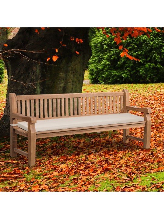 Banc en teck Jackson avec coussin d'assise 220 cm + teck, crème