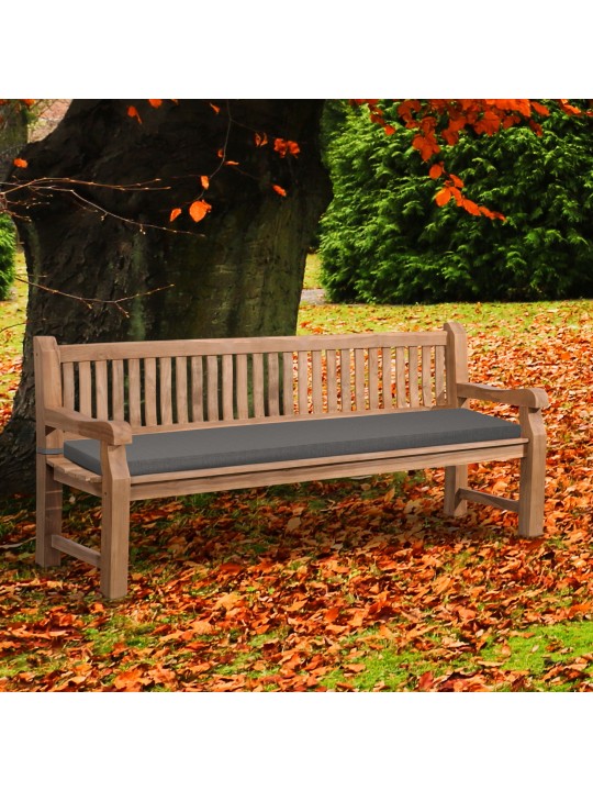 Banc en teck Jackson avec coussin d'assise 220 cm + teck, gris foncé Banc en teck Jackson avec coussin d'assise 220 cm + teck, gris foncé