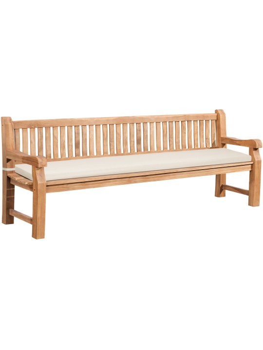 Banc en teck Jackson avec coussin d'assise 240 cm + teck, crème