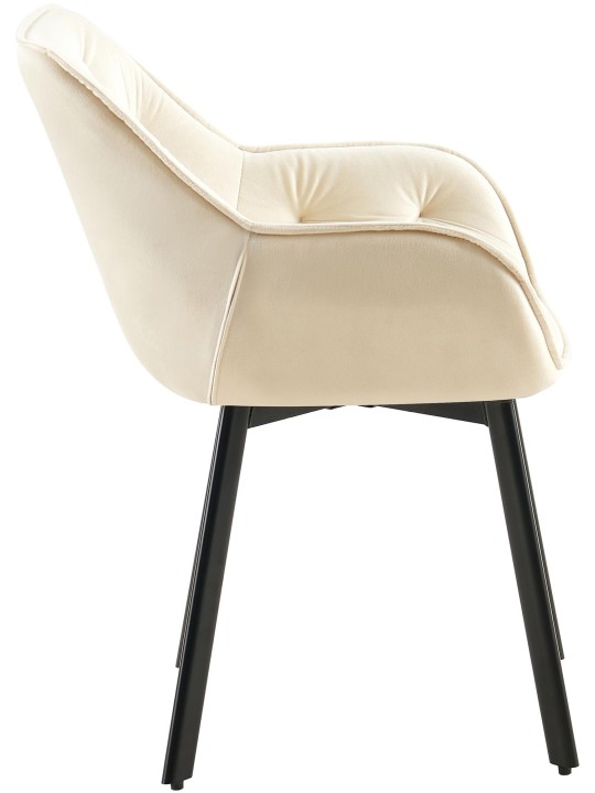 Lot de 2 chaises de salle à manger Antigo velours, crème