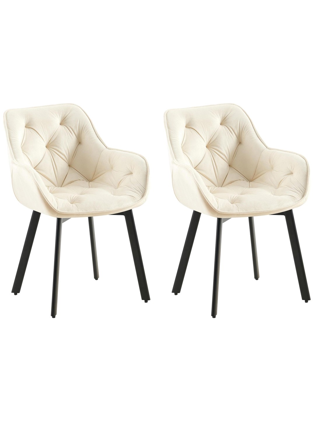 Lot de 2 chaises de salle à manger Antigo velours, crème