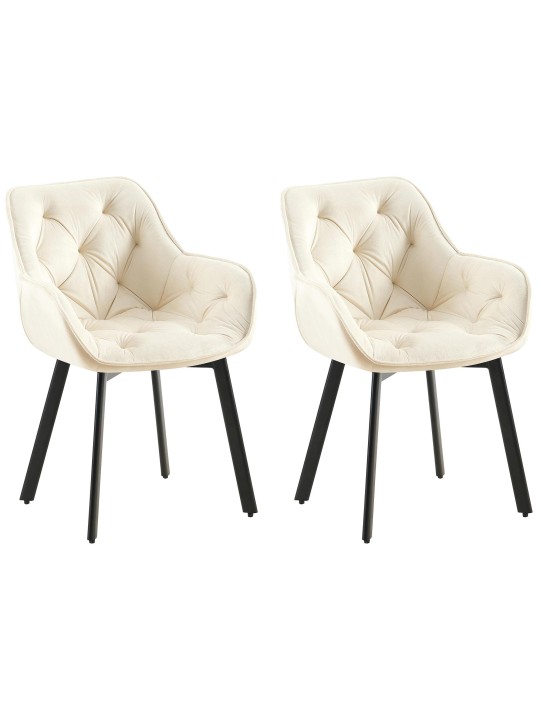 Lot de 2 chaises de salle à manger Antigo velours, crème