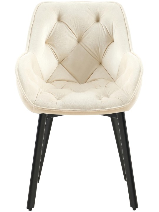 Lot de 2 chaises de salle à manger Antigo velours, crème