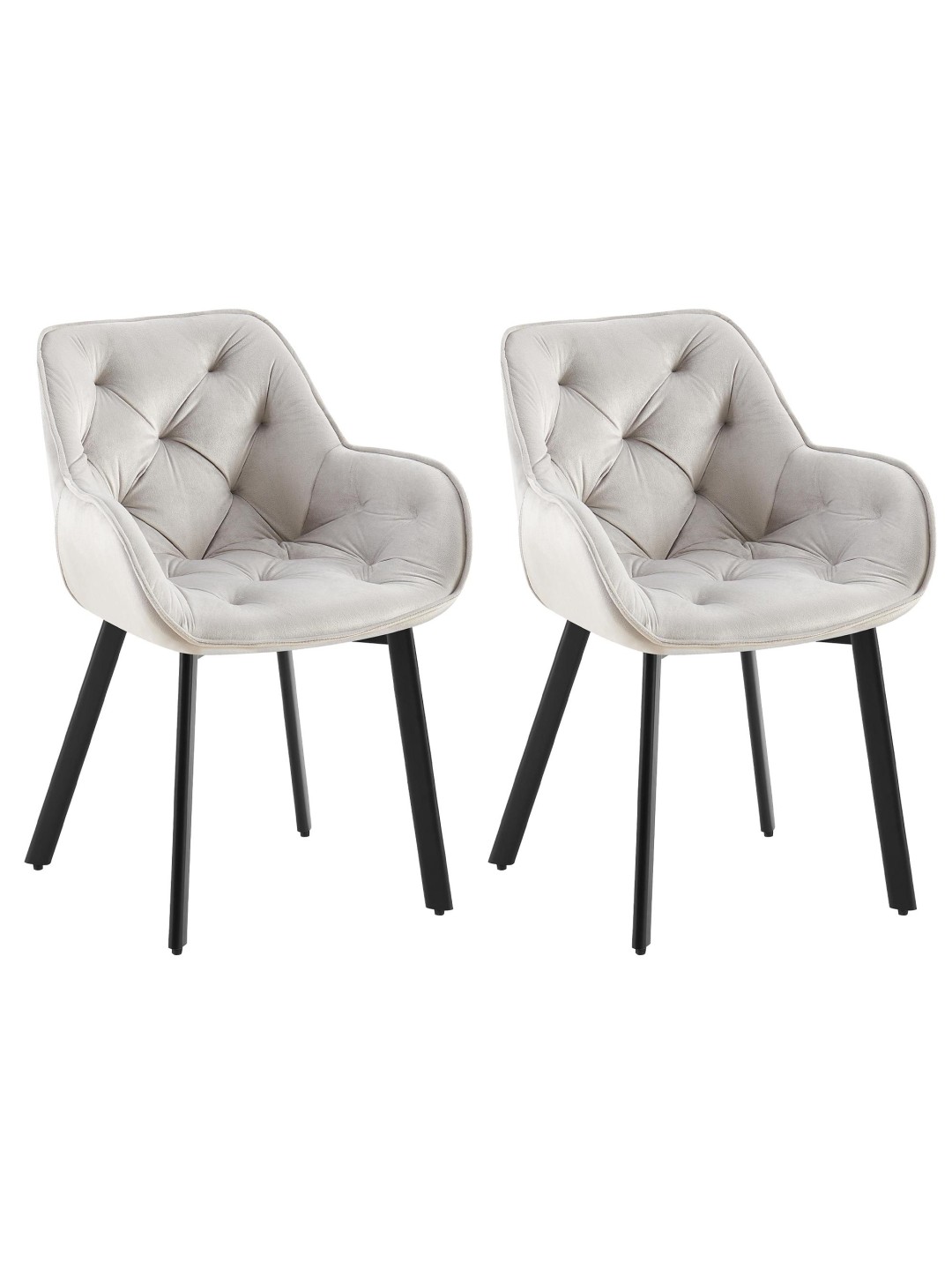 Lot de 2 chaises de salle à manger Antigo velours, gris