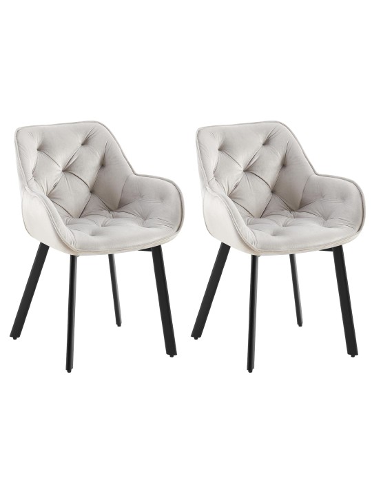 Lot de 2 chaises de salle à manger Antigo velours, gris