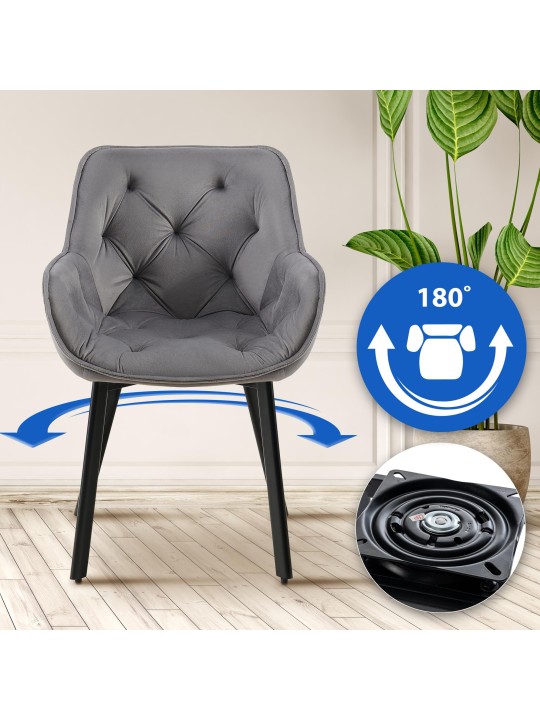 Lot de 2 chaises de salle à manger Antigo velours, gris foncé Lot de 2 chaises de salle à manger Antigo velours, gris foncé