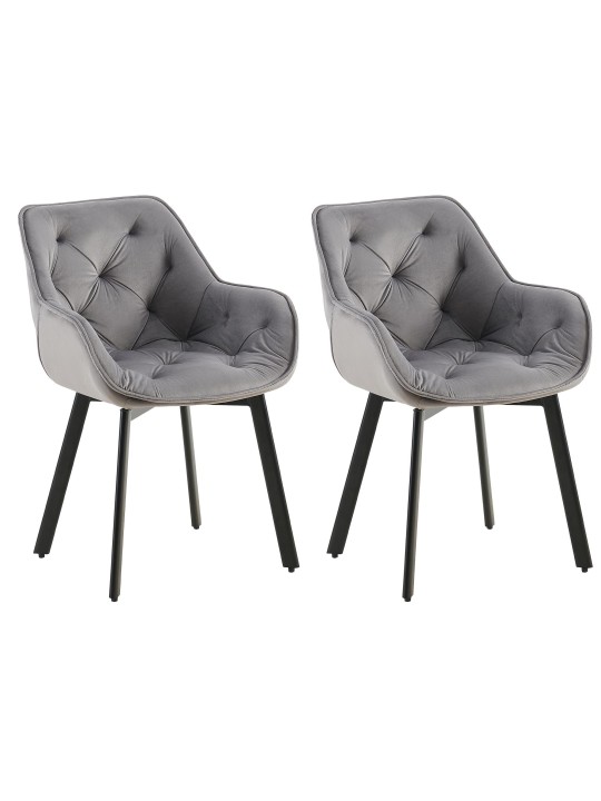 Lot de 2 chaises de salle à manger Antigo velours, gris foncé Lot de 2 chaises de salle à manger Antigo velours, gris foncé