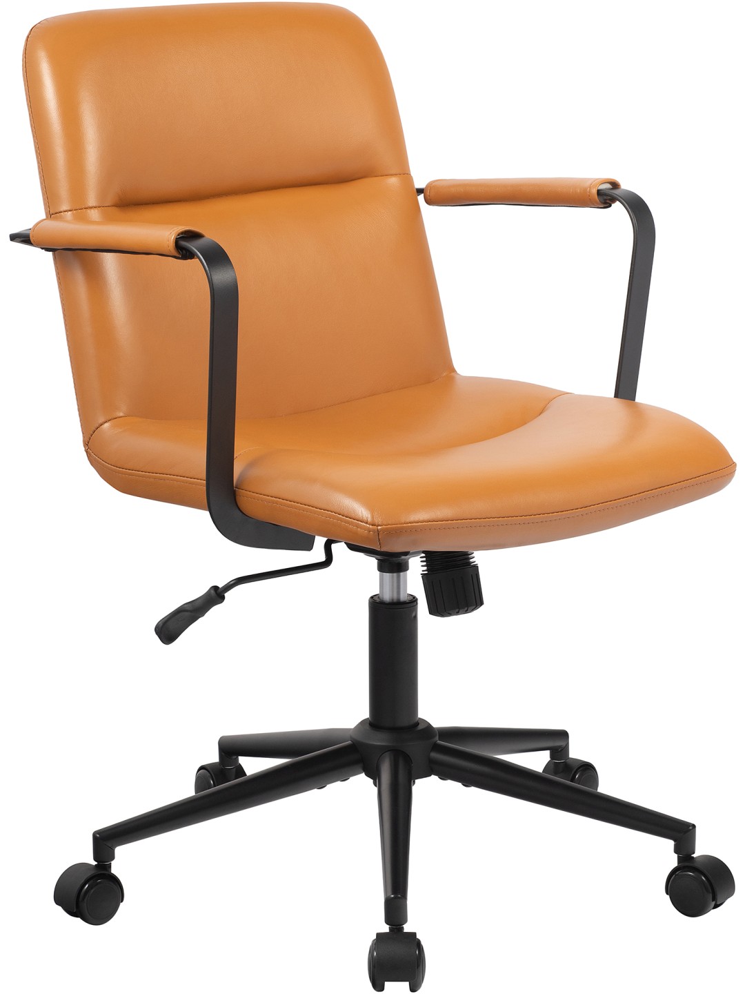 Chaise de bureau Hilda en cuir véritable, brun