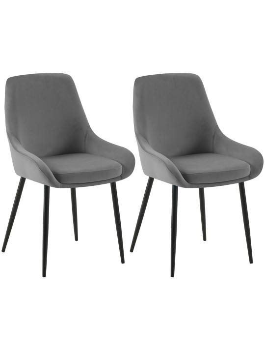 Lot de 2 chaises de salle à manger Elmira velours, gris foncé