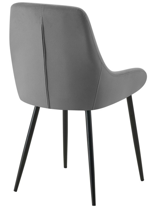 Lot de 2 chaises de salle à manger Elmira velours, gris foncé