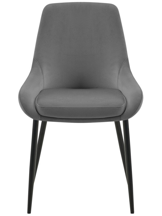 Lot de 2 chaises de salle à manger Elmira velours, gris foncé