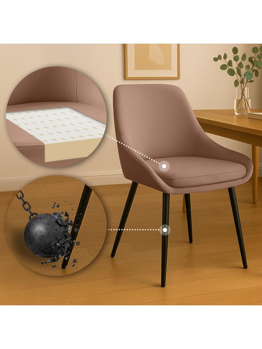 Lot de 2 chaises de salle à manger Elmira velours, brun