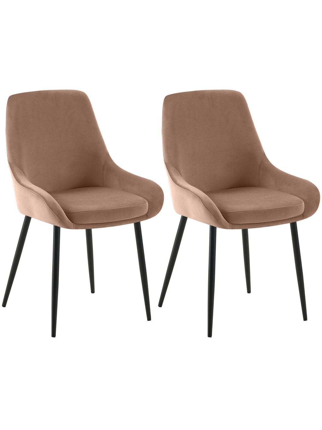 Lot de 2 chaises de salle à manger Elmira velours, brun