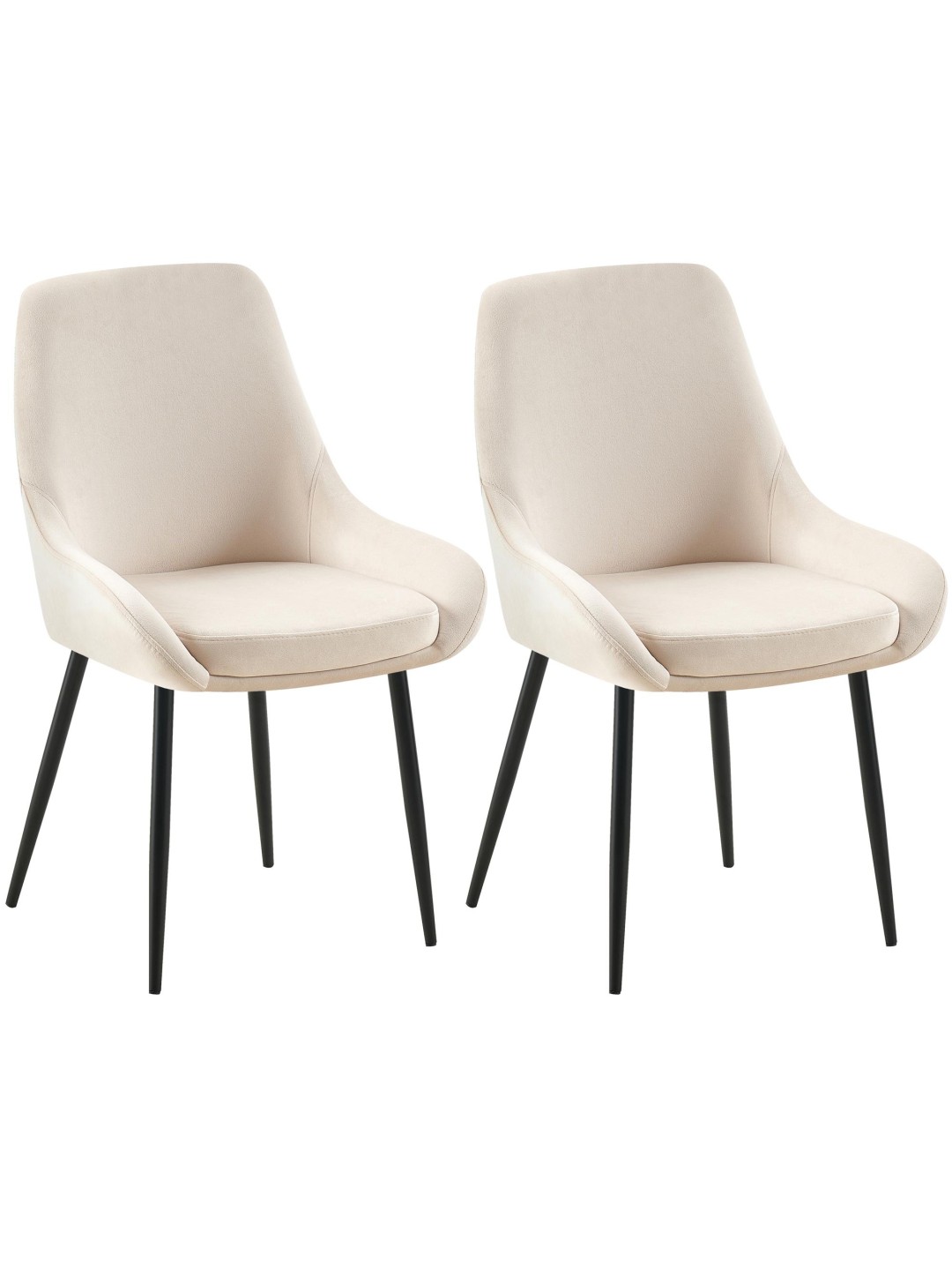 Lot de 2 chaises de salle à manger Elmira velours, crème