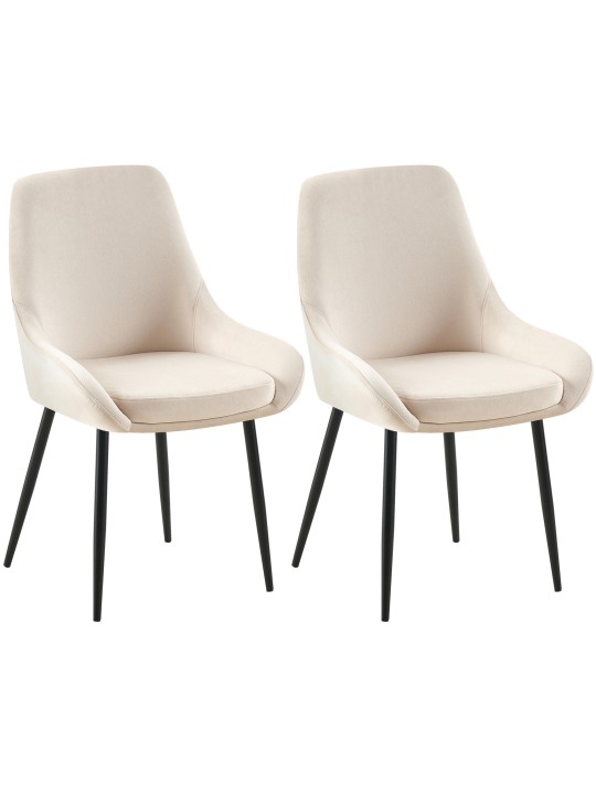 Lot de 2 chaises de salle à manger Elmira velours, crème