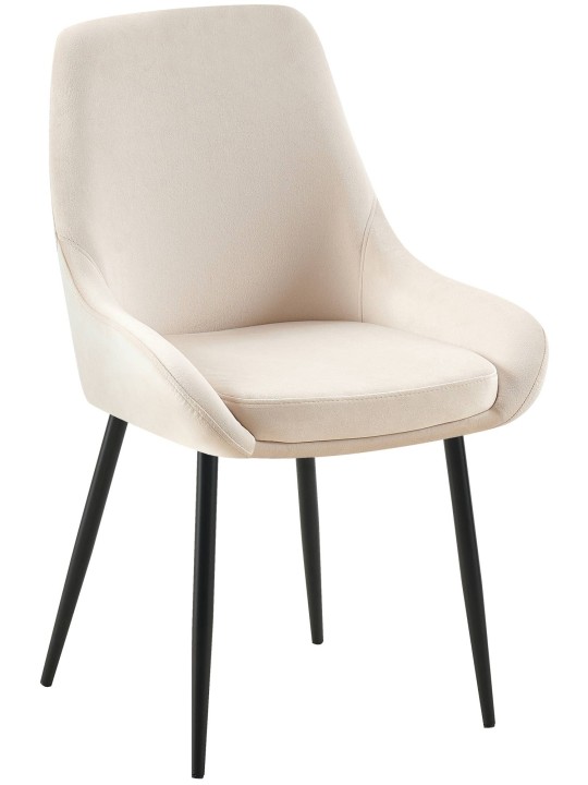 Lot de 2 chaises de salle à manger Elmira velours, crème