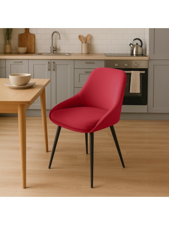 Lot de 2 chaises de salle à manger Elmira velours, rouge