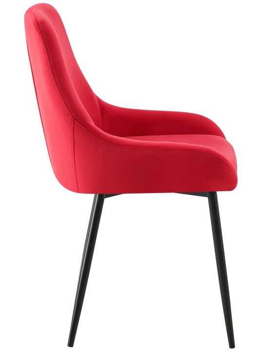 Lot de 2 chaises de salle à manger Elmira velours, rouge