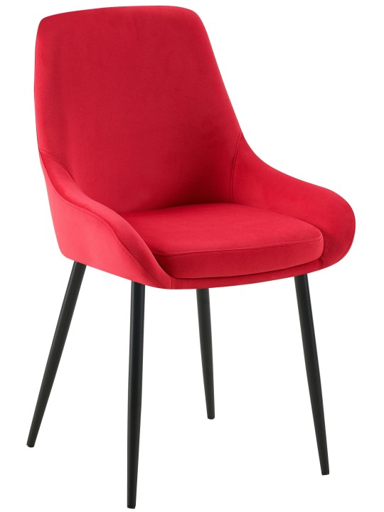 Lot de 2 chaises de salle à manger Elmira velours, rouge