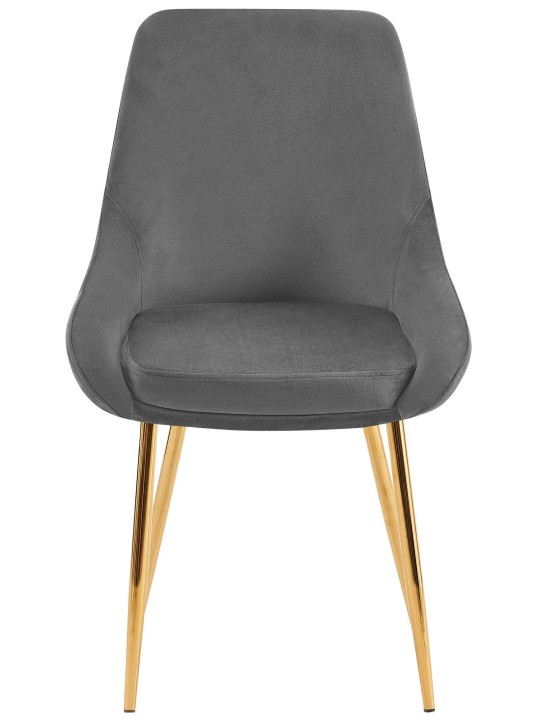 Lot de 2 chaises de salle à manger Elmira velours doré, gris foncé
