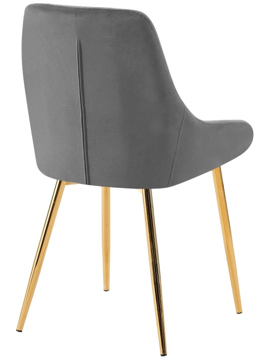 Lot de 2 chaises de salle à manger Elmira velours doré, gris foncé