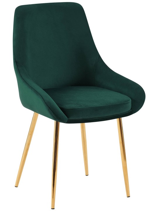Lot de 2 chaises de salle à manger Elmira velours doré, vert