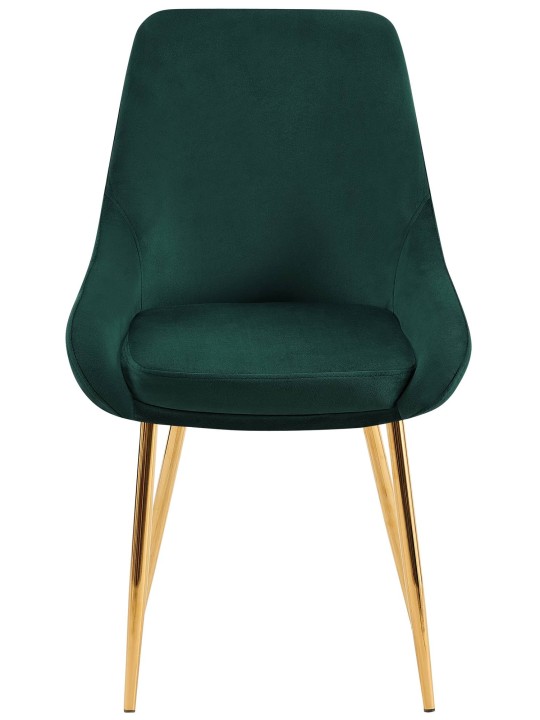 Lot de 2 chaises de salle à manger Elmira velours doré, vert
