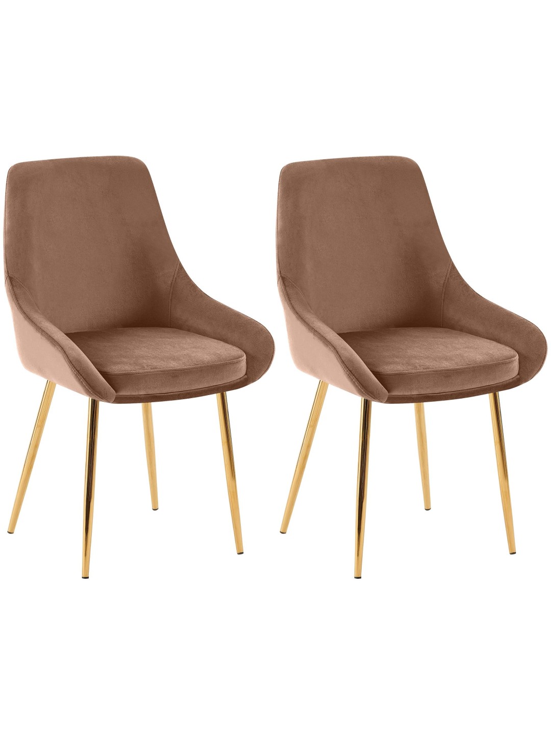 Lot de 2 chaises de salle à manger Elmira velours doré, brun
