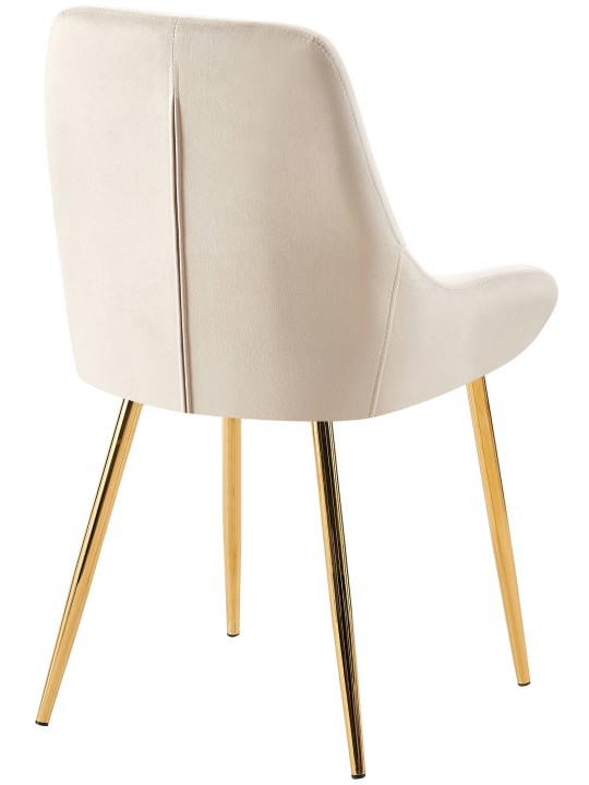 Lot de 2 chaises de salle à manger Elmira velours doré, crème