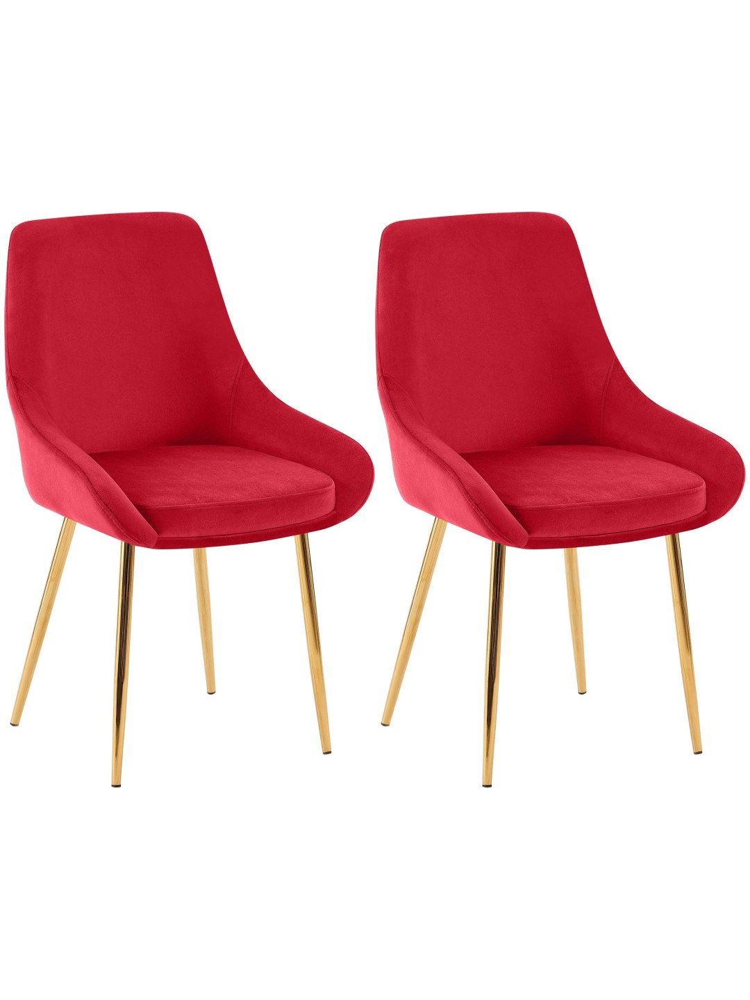 Lot de 2 chaises de salle à manger Elmira velours doré, rouge
