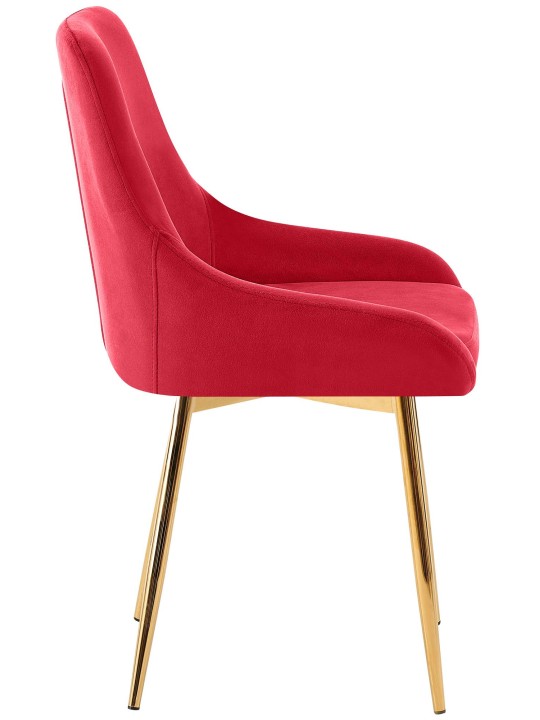Lot de 2 chaises de salle à manger Elmira velours doré, rouge