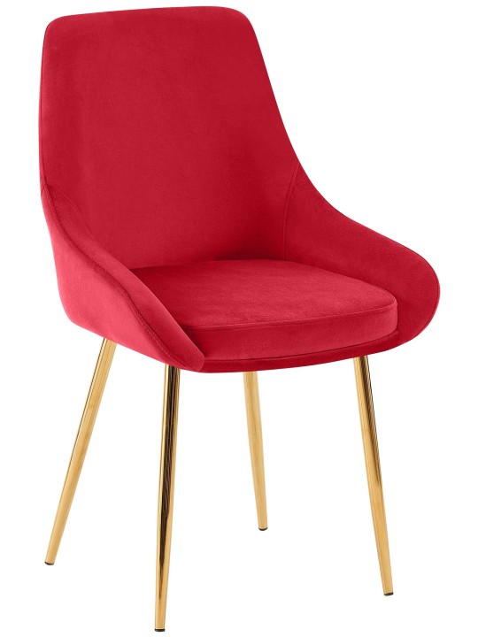 Lot de 2 chaises de salle à manger Elmira velours doré, rouge