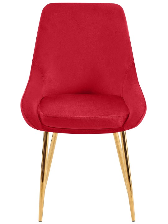 Lot de 2 chaises de salle à manger Elmira velours doré, rouge