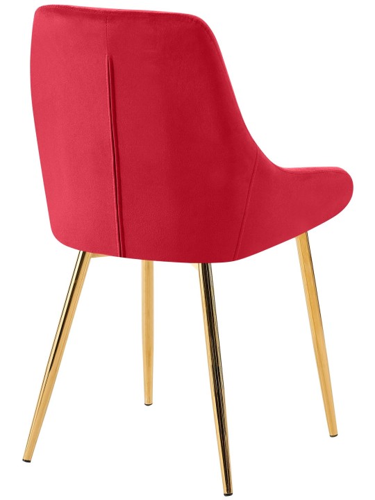 Lot de 2 chaises de salle à manger Elmira velours doré, rouge