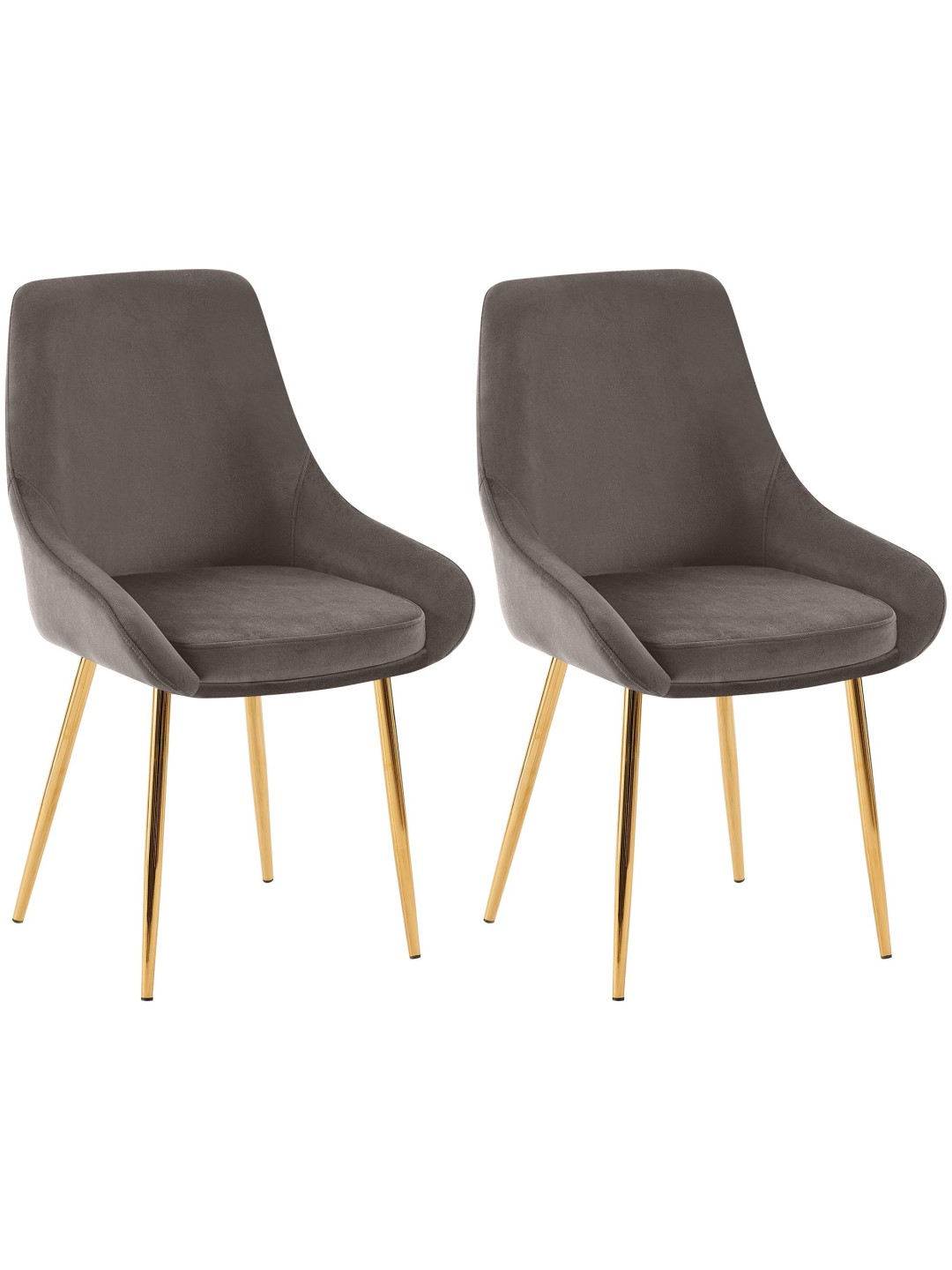 Lot de 2 chaises de salle à manger Elmira velours doré, anthracite