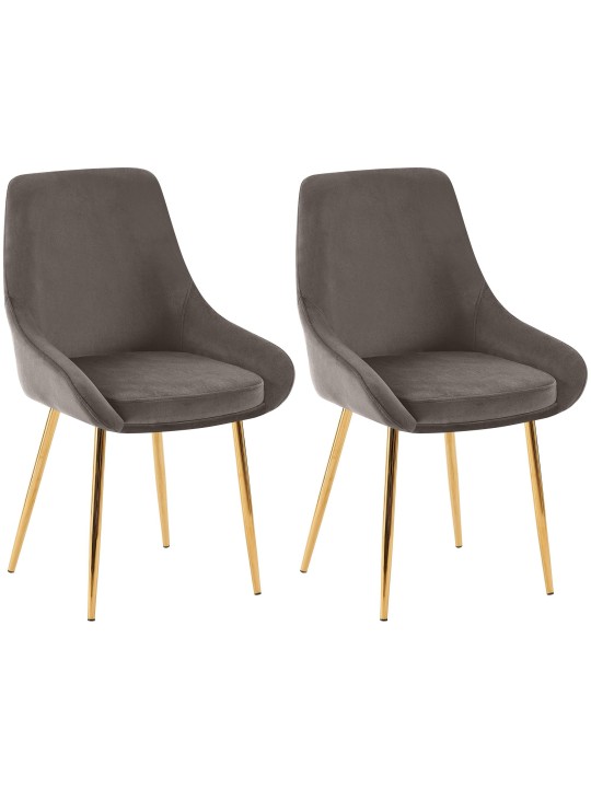 Lot de 2 chaises de salle à manger Elmira velours doré, anthracite
